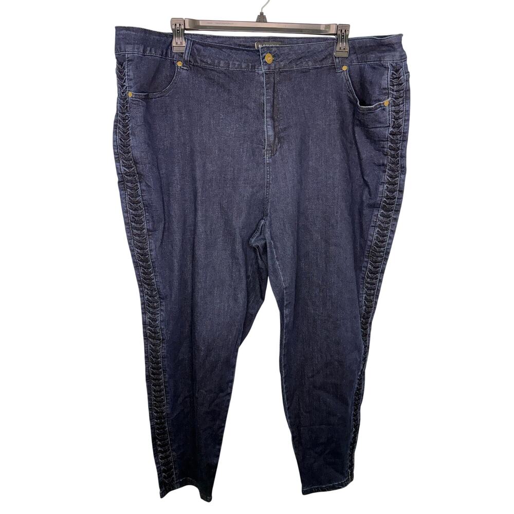 Bloomchic Denim Jeans Women's Plus Size 26 Dark Wash Stretch Ruched Detail NWT